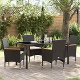 Set da Pranzo per Giardino con cuscino 5 pcs Nero polyrattan