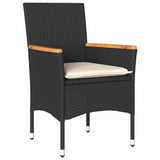 Set da Pranzo per Giardino con cuscino 9 pcs Nero polyrattan