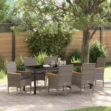 Set da Pranzo per Giardino con cuscino 7 pcs Grigio polyrattan