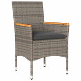 Set da Pranzo per Giardino con cuscino 9 pcs Grigio polyrattan