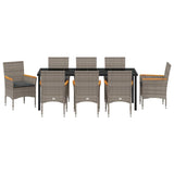 Set da Pranzo per Giardino con cuscino 9 pcs Grigio polyrattan