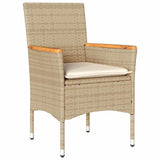 Set da Pranzo per Giardino con cuscino 5 pcs Beige polyrattan