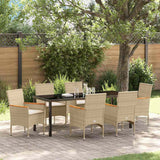 Set da Pranzo per Giardino con cuscino 7 pcs Beige polyrattan