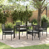 Set da Pranzo per Giardino con cuscino 5 pcs Nero polyrattan