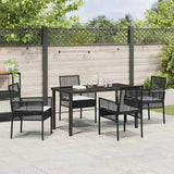 Set da Pranzo per Giardino con cuscino 5 pcs Nero polyrattan