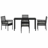 Set da Pranzo per Giardino con cuscino 5 pcs Nero polyrattan