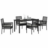 Set da Pranzo per Giardino con cuscino 5 pcs Nero polyrattan