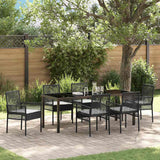 Set da Pranzo per Giardino con cuscino 7 pcs Nero polyrattan