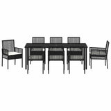 Set da Pranzo per Giardino con cuscino 9 pcs Nero polyrattan