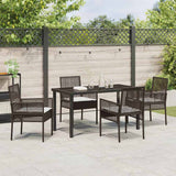 Set da Pranzo per Giardino con cuscino 5 pcs Marrone polyrattan