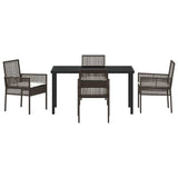 Set da Pranzo per Giardino con cuscino 5 pcs Marrone polyrattan