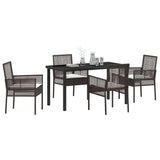 Set da Pranzo per Giardino con cuscino 5 pcs Marrone polyrattan