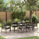 Set da Pranzo per Giardino con cuscino 7 pcs Marrone polyrattan