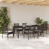 Set da Pranzo per Giardino con cuscino 7 pcs Marrone polyrattan