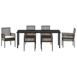 Set da Pranzo per Giardino con cuscino 7 pcs Marrone polyrattan