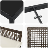 Set da Pranzo per Giardino con cuscino 9 pcs Marrone polyrattan