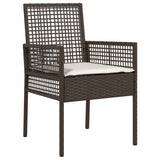 Set da Pranzo per Giardino con cuscino 9 pcs Marrone polyrattan