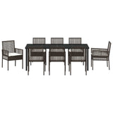 Set da Pranzo per Giardino con cuscino 9 pcs Marrone polyrattan