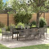 Set da Pranzo per Giardino con cuscino 9 pcs Grigio polyrattan