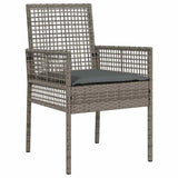 Set da Pranzo per Giardino con cuscino 9 pcs Grigio polyrattan