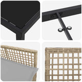 Set da Pranzo per Giardino con cuscino 9 pcs Beige polyrattan