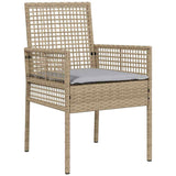 Set da Pranzo per Giardino con cuscino 9 pcs Beige polyrattan