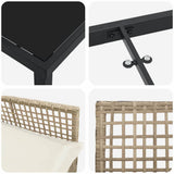 Set da Pranzo per Giardino con cuscino 7 pcs Beige polyrattan