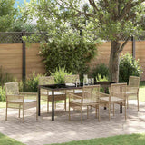 Set da Pranzo per Giardino con cuscino 7 pcs Beige polyrattan