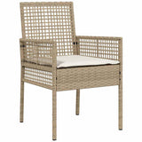 Set da Pranzo per Giardino con cuscino 9 pcs Beige polyrattan