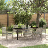 Set da Pranzo per Giardino 7 pcs Grigio chiaro polyrattan