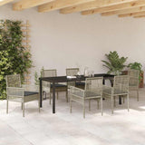 Set da Pranzo per Giardino 7 pcs Grigio chiaro polyrattan
