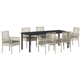 Set da Pranzo per Giardino 7 pcs Grigio chiaro polyrattan