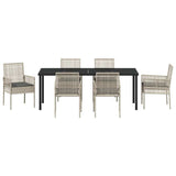 Set da Pranzo per Giardino 7 pcs Grigio chiaro polyrattan