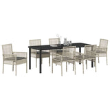 Set da Pranzo per Giardino 7 pcs Grigio chiaro polyrattan