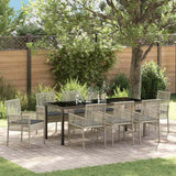 Set da Pranzo per Giardino 9 pcs Grigio chiaro polyrattan