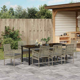 Set da Pranzo per Giardino 9 pcs Grigio chiaro polyrattan