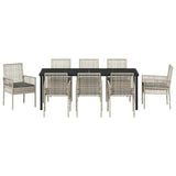Set da Pranzo per Giardino 9 pcs Grigio chiaro polyrattan