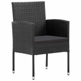 Set da Pranzo per Giardino con cuscino 5 pcs Nero polyrattan