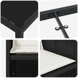 Set da Pranzo per Giardino con cuscino 9 pcs Nero polyrattan