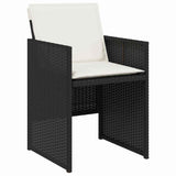 Set da Pranzo per Giardino con cuscino 9 pcs Nero polyrattan