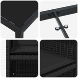 Set da Pranzo per Giardino con cuscino 5 pcs Nero polyrattan