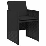 Set da Pranzo per Giardino con cuscino 9 pcs Nero polyrattan