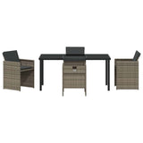Set da Pranzo per Giardino con cuscino 5 pcs Grigio polyrattan