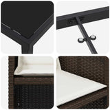 Set da Pranzo per Giardino con cuscino 5 pcs Marrone polyrattan