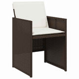 Set da Pranzo per Giardino con cuscino 5 pcs Marrone polyrattan