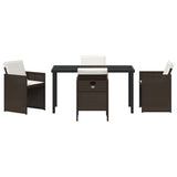 Set da Pranzo per Giardino con cuscino 5 pcs Marrone polyrattan