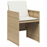 Set da Pranzo per Giardino con cuscino 9 pcs Beige polyrattan