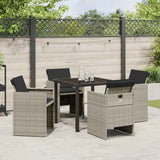 Set da Pranzo per Giardino 5 pcs Grigio chiaro polyrattan