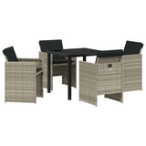 Set da Pranzo per Giardino 5 pcs Grigio chiaro polyrattan