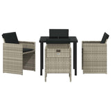 Set da Pranzo per Giardino 5 pcs Grigio chiaro polyrattan